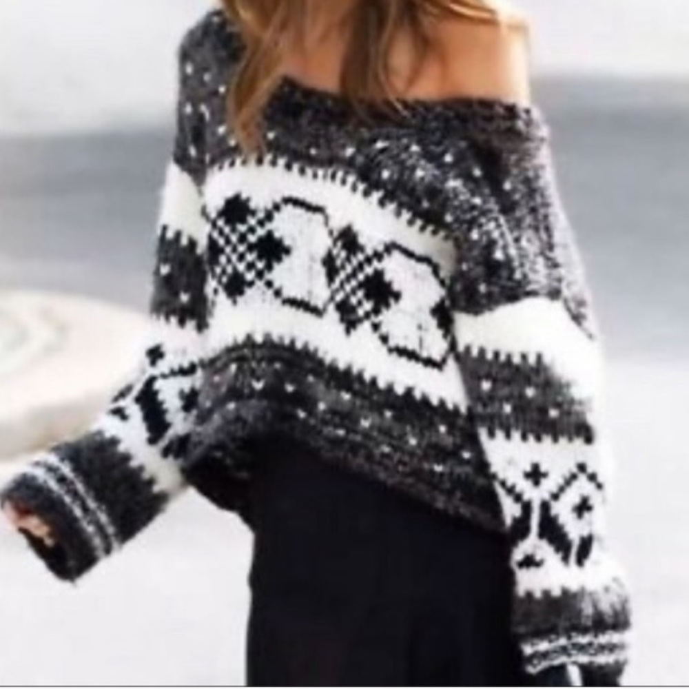 Free People Cropped Fair Isle Sweater